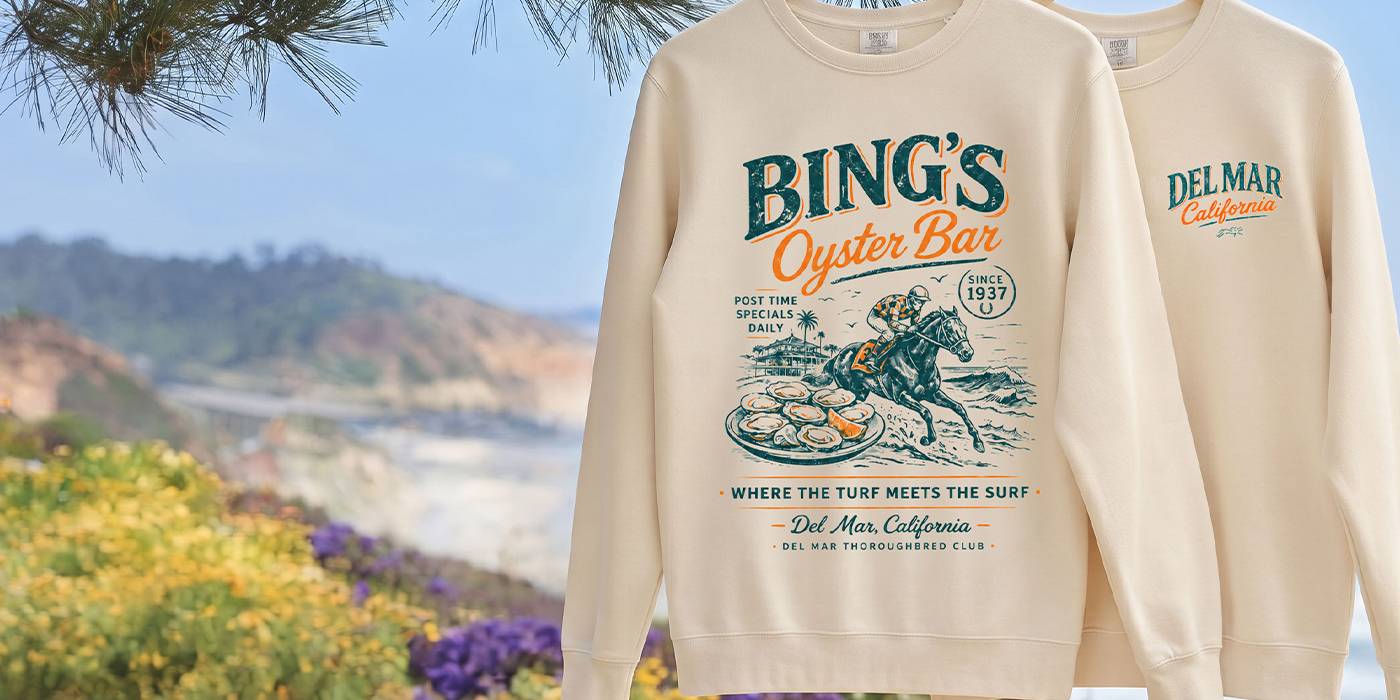 Del Mar Crewneck featuring 'Bing's Oyster Bar' Graphic